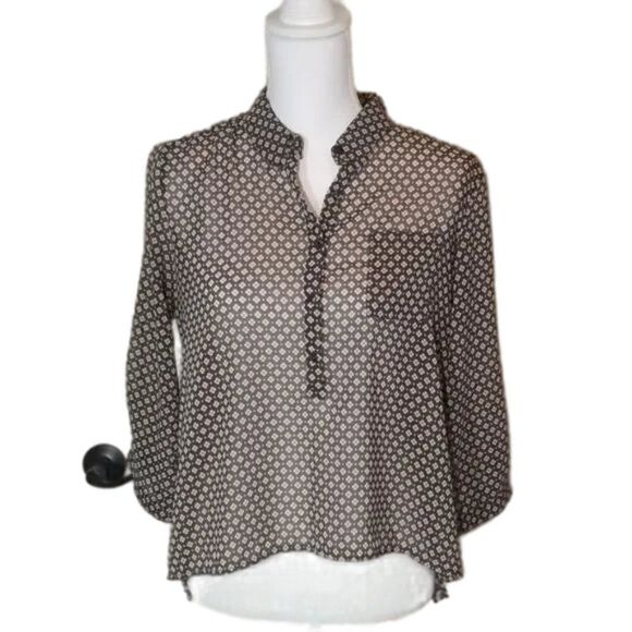 💸3/12$-American Eagle, Floral Button Semi Sheer Blouse - Picture 1 of 7